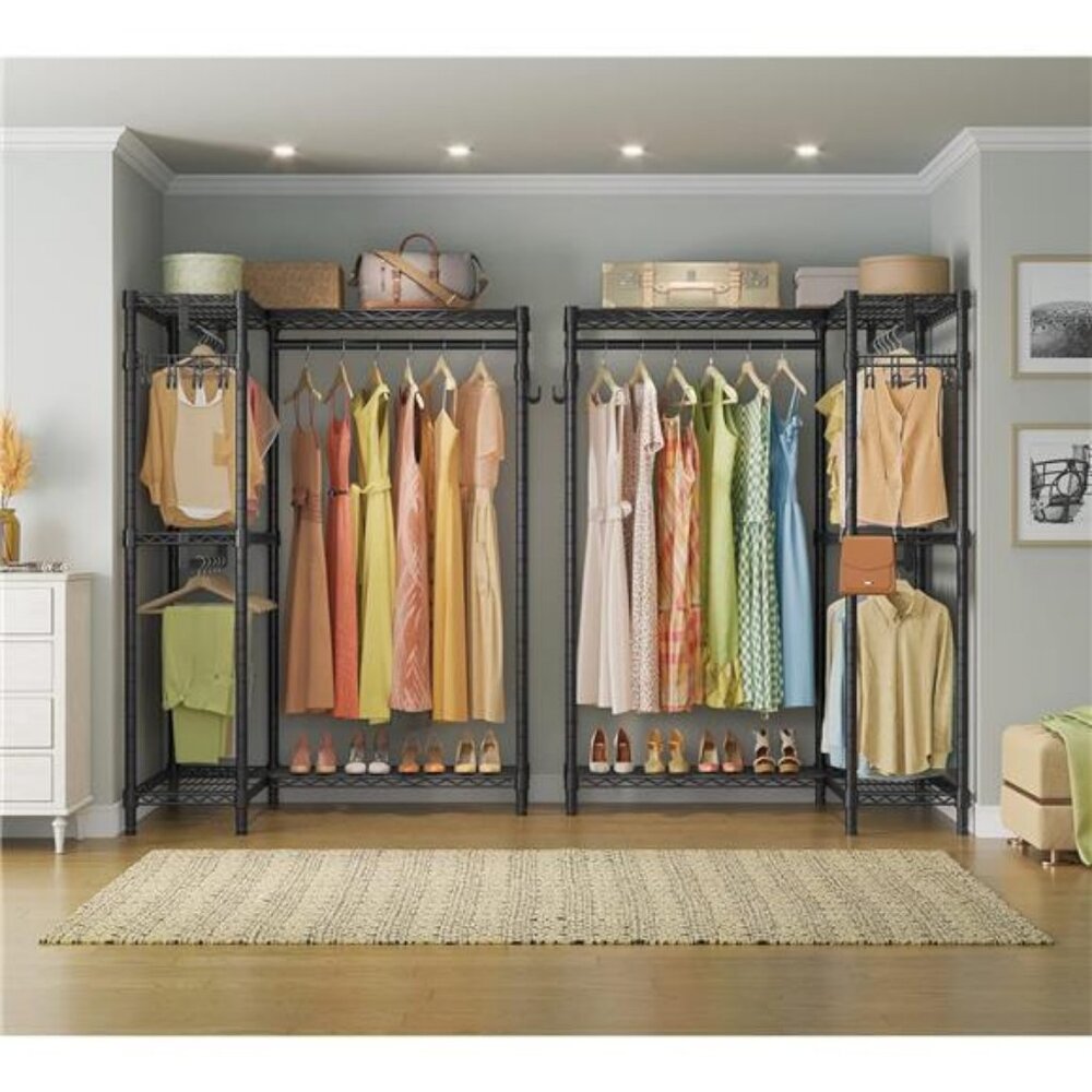 Garment Rack L Shaped Clothes Rack for Corner, Freestanding Portable Wardrobe - Picture 3 of 7